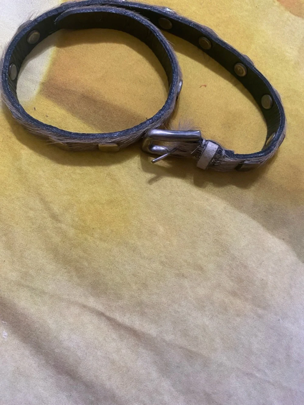 Silver-Tone Metal Leather Watch Strap Band